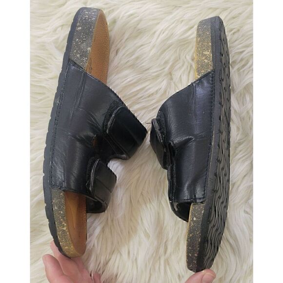 Solemates Sz 9 Slide On Double Padded Straps Sandals in Black Tan - Picture 4 of 9